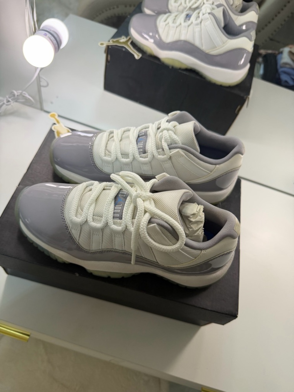 Jordan 11’s jubilee Low-Top Sneakers in Grey and White